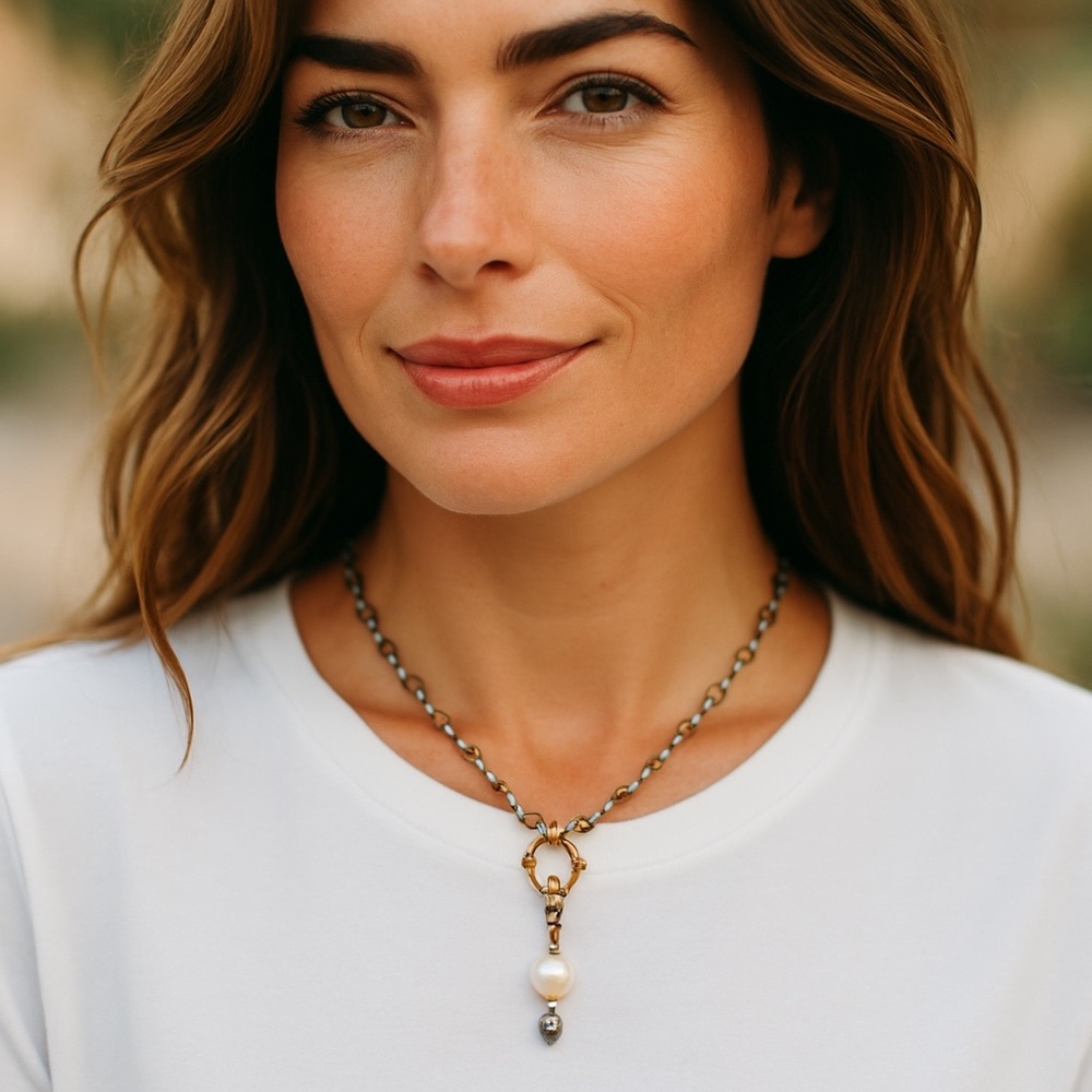 Elegant Gold and Crystal Necklace Upcycled and Artisan Made